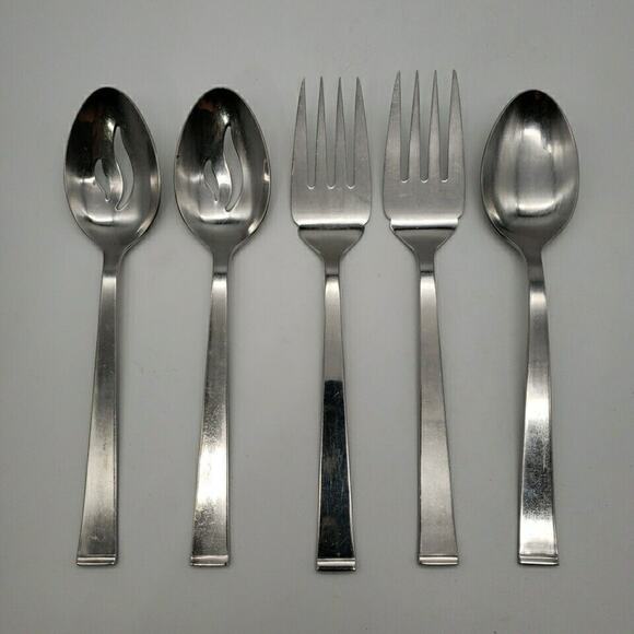 5 PC Wallace JULIENNE Pierced Serving Spoon & Serving Forks Stainless Korea - Picture 1 of 6